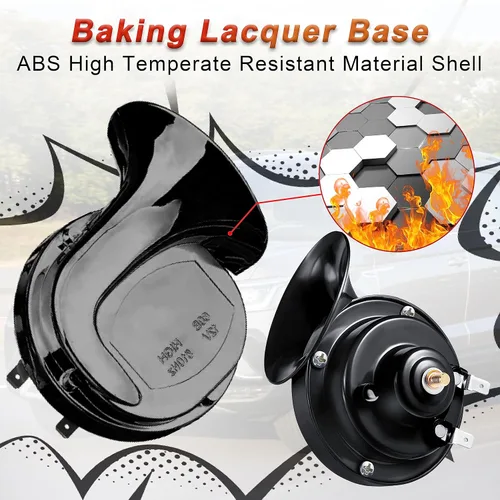 Miniatura 4 de Bocina de auto de 12 V, 300 dB, bocinas súper fuertes, bocinas dobles impermeables para camiones, bocinas de caracol eléctrico, kit de ajuste