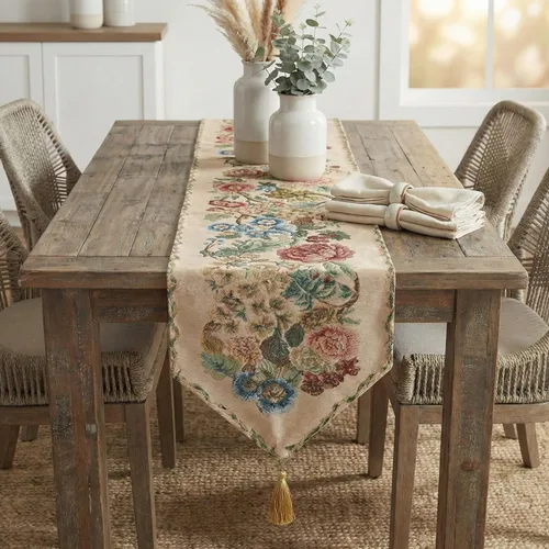 Miniatura 5 de Tache Tapestry - Camino de mesa rústico con diseño floral de campo, 13 x 48 pulgadas