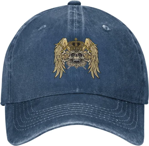 Miniatura 2 de Cowboy Hat Trendy Hats for Man and Women Djustable Four Season Outdoor Baseball Cap of Hell Skull with Angel Navy Blue