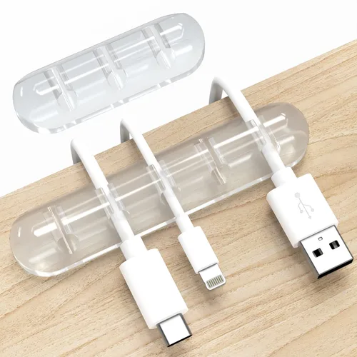 INCHOR Organizador de cables, clips transparentes para gestión de cables, organizadores de cables con soporte para cables USB, organizador de cables