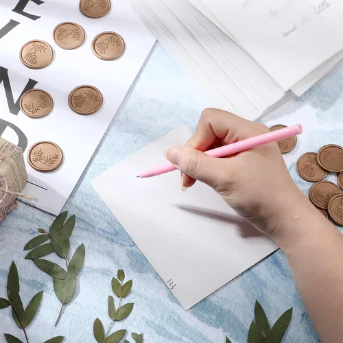 Miniatura 5 de Tigeen El juego de 100 envolturas de invitaciones incluye chaquetas de vellum preplegadas para invitaciones de 5 x 7 pulgadas, hojas de eucalipto