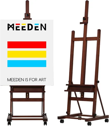 Miniatura 10 de MEEDEN Caballete de pintura artística de 67 a 95 pulgadas de alto, sostiene el lienzo de hasta 48 pulgadas, soporte de caballete de madera de haya