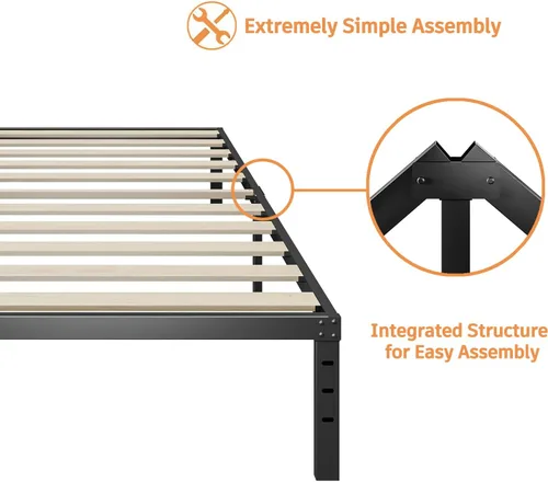 Miniatura 5 de ZIYOO Base de cama individual, listones de madera de 3 pulgadas de ancho con soporte de 2500 libras para colchón, 16 pulgadas de alto, no necesita