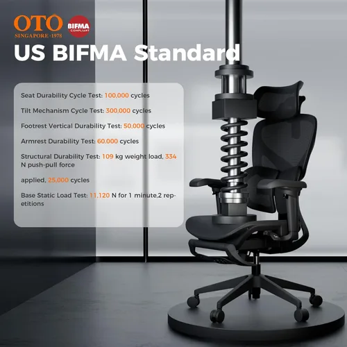 Miniatura 9 de OTO Zenpex Silla de oficina ergonómica de malla, profundidad de asiento ajustable de 1.96 pulgadas, soporte lumbar dinámico, reposapiés extensible
