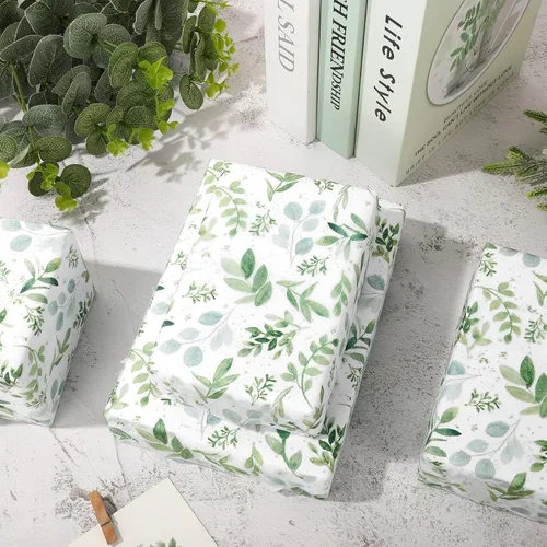 Miniatura 3 de 60 Sheets Greenery Tissue Paper Watercolor Green Leaves Art Tissue Spring Gift Wrapping Paper for Birthday Wedding DIY Crafts Gift Packing, 20 x 14