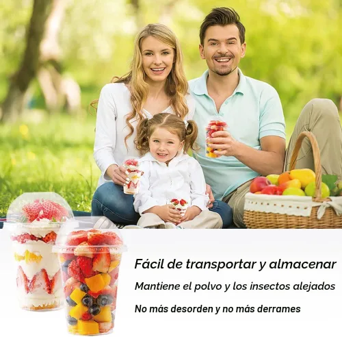 Miniatura 3 de Vasos de plástico transparente de 12 onzas con tapas de cúpula, tazas de postre con tapas (25 juegos), vasos desechables para fiestas de PET