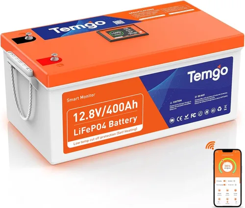 Miniatura 10 de TEMGO Batería de litio LiFePO4 de 12 V/100 Ah con corte de baja temperatura, pantalla inteligente táctil y monitoreo por APP, BMS de 100 A