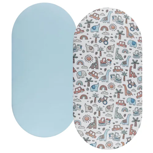 Miniatura 20 de Juego de sábanas de moisés, paquete de 2 sábanas bajeras ajustadas, elásticas, ultra suaves, para colchón de cuna rectangular ovalada de reloj