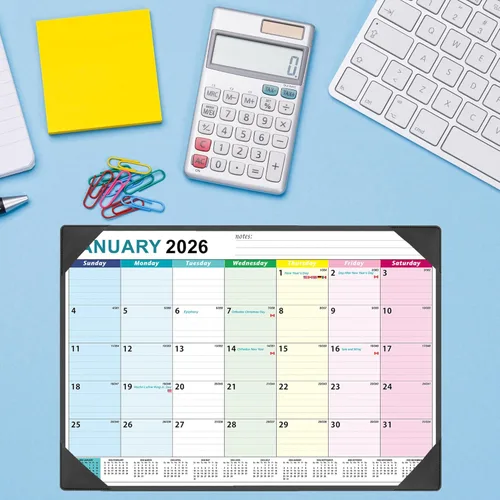 Miniatura 7 de Calendario de escritorio grande 2026-2027 de 17'' x 22'' con tapete de escritorio, calendario de escritorio de 18 meses de enero de 2026 a junio
