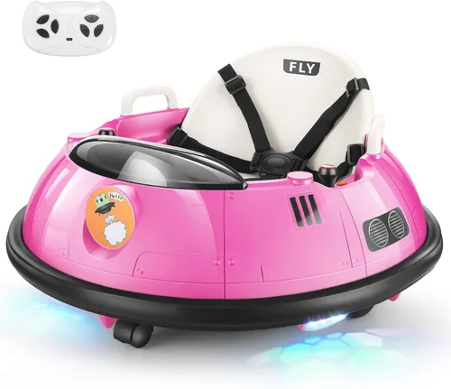 Hikole Auto Chocador para Bebé con Control Remoto para Padres, Autos Chocadores de 12V para Niños Pequeños de 1-3, Cinturón de Seguridad de 5 Rosa
