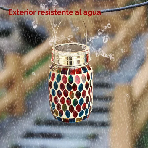 Miniatura 7 de Luces de Mosaico Linternas Colgantes de Exterior, Linternas Solares de Mosaico Recargables, Luces Nocturnas Solares Impermeables de Exterior