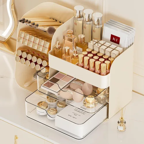 Miniatura 11 de Organizador de maquillaje con cajones para tocador, espacioso estuche de exhibición de cosméticos, solución de almacenamiento perfecta para tus
