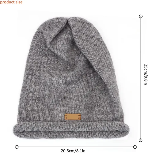 Miniatura 2 de Gorro de punto holgado para mujer, gorro de invierno suave y cálido para mujer, gorro de lana de punto con calavera D1-ZZDDM