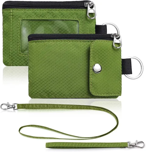 Miniatura 39 de Artpaxy Cartera minimalista para hombres y mujeres, llavero con bloqueo RFID, con cremallera, pequeña cartera con ventana de identificación, 2