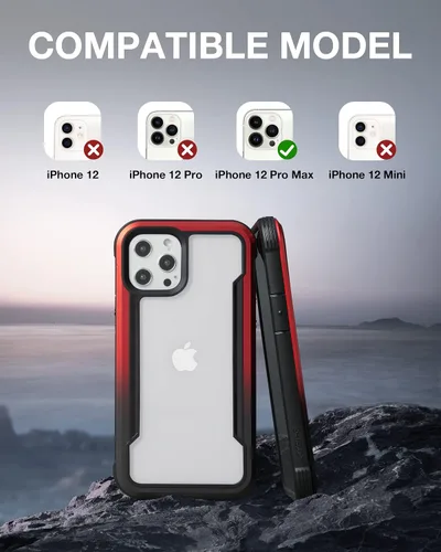 Miniatura 2 de Raptic Shield - Funda compatible con iPhone 12 Pro Max, protección contra golpes, marco de aluminio duradero, probada para caídas de 10 pies de Rojo