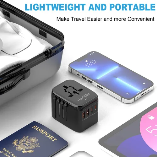 Miniatura 7 de HAPOW Adaptador de Viaje Universal, Adaptador de Corriente Internacional PD20W, 2 USB-C y 2 USB-A Cargador de Viaje de Carga Rápida, Adaptador