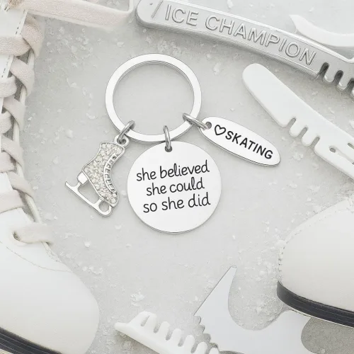 Miniatura 2 de Sportybella - Llavero de entrenador de patinaje artístico, regalos de entrenador de patinaje sobre hielo, para hombres y mujeres Rhinestone