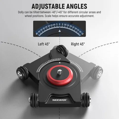 Miniatura 3 de NEEWER Camara deslizante Dolly con cabeza esférica y abrazadera para teléfono, 4 ruedas de mesa Dolly Patinador manual con panorama de 360°