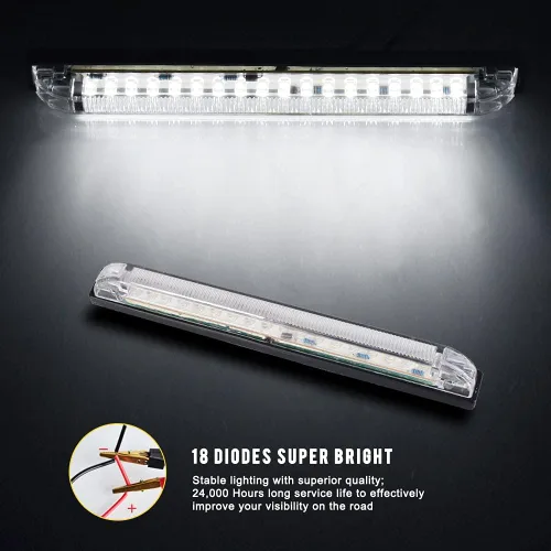 Miniatura 2 de Nifeida Lente transparente de 8 pulgadas, 18 LED, impermeable, barra de luz, soporte en superficie para barcos marinos de 12 V, luz interior, Blanco