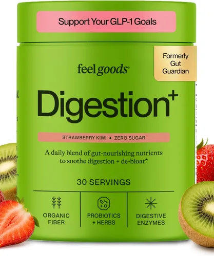 Miniatura 15 de Feel Goods Digestion+, salud intestinal, mezcla de fibra orgánica y probióticos, enzimas digestivas para alivio de la hinchazón, limpieza intestinal