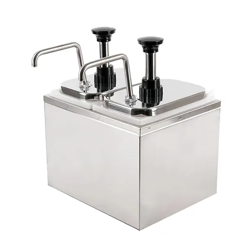 Dispensador de queso doble con bomba, calentador de dulce de azúcar caliente, calentador de salsa manual para queso nacho y chocolate, capacidad de