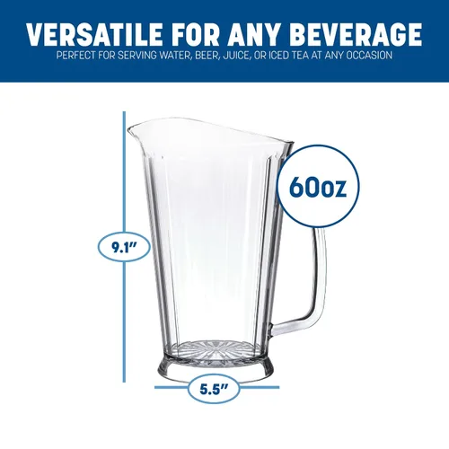 Miniatura 2 de Carlisle FoodService Products Crystalite - Jarra alta redondeada para restaurantes, catering, cocinas, plástico, 60 onzas, transparente