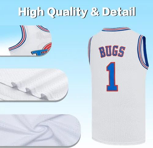 Miniatura 2 de Camiseta de baloncesto para hombre #10 Lola#1 Bugs Halloween Costumes Space 90S camiseta de película blancorojonegro XS-XXL