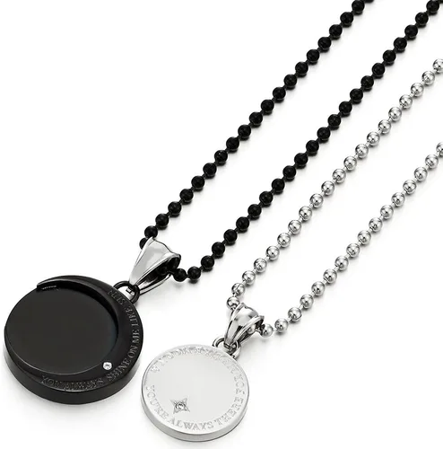 Miniatura 4 de Un par collar de parejas los amantes acero luna y sol colgante con circonita cúbica para hombre mujer amigos