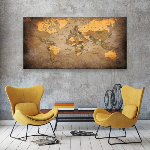 Miniatura 3 de B0550 - Póster de mapa del mundo, lienzo para pared, diseño moderno enmarcado del mundo, decoración de oficina en casa, mapas, impresiones
