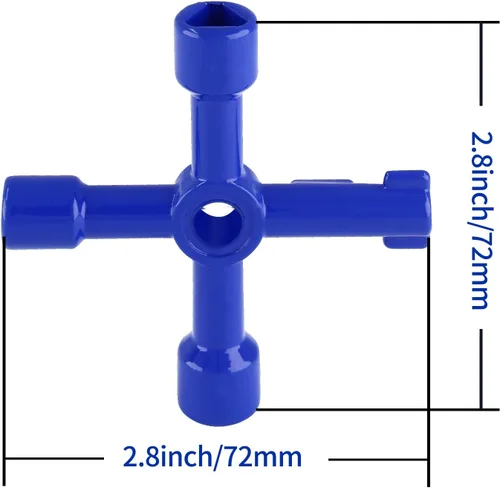 Miniatura 3 de Waziaqoc Llave multifuncional de 4 vías (paquete de 3), llave cruzada universal triangular de aleación de zinc/cuadrada para medidor de agua