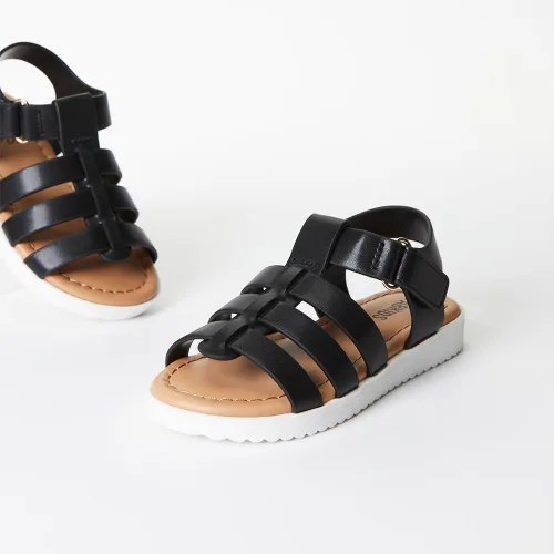 Miniatura 5 de FabKids Sandalias de gladiador para niñas, sandalias planas de tiras trenzadas, sandalias de verano con punta abierta, zapatos de vestir