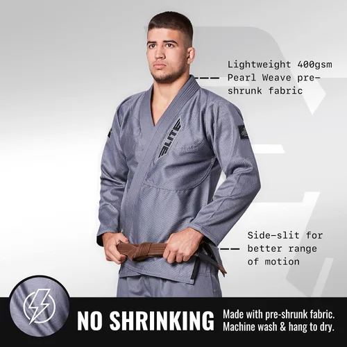 Miniatura 2 de Elite Sports Kimono para hombres aprobado por la IBJJF (Federación Internacional de Jiu Jitsu Brasileño) de tela pre-encogida para Jiu Jitsu