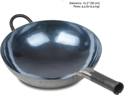 Miniatura 5 de ZhenSanHuan - Woks chinos de hierro martillado a mano y sartenes para saltear, antiadherentes, sin revestimiento, acero al carbono Pow