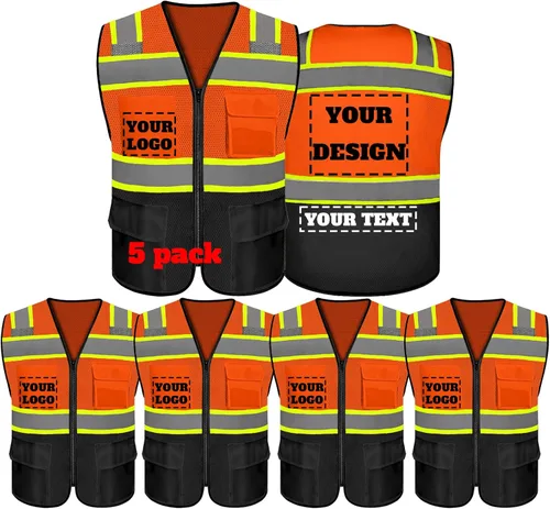 Miniatura 36 de Chaleco de seguridad reflectante de alta visibilidad con 5 bolsillos y cremallera clase 2 para adultos, unisex, ropa de trabajo de seguridad