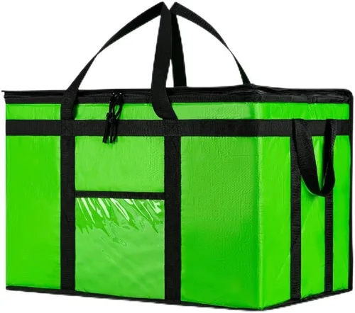 Miniatura 40 de Bolsa de enfriador XXL aislada y calentador de alimentos de NZ home para entrega y compras de comestibles con cremallera superior, color rojo
