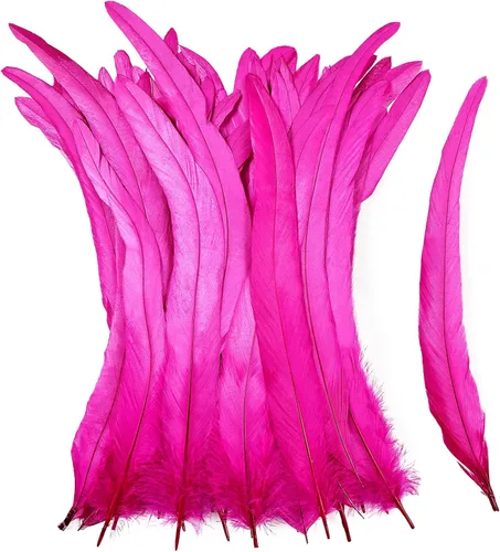 Miniatura 20 de iHUFeather Plumas de cola de gallo naturales, 50 plumas de cola de gallo de 10 a 12 pulgadas de largo, a granel para manualidades, disfraces