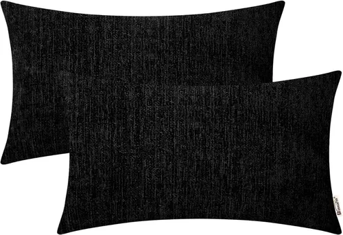 Miniatura 69 de BRAWARM Fundas de almohada 40x40 cm - Paquete de 2 fundas de almohada de chenilla negra, fundas de almohada de chenilla suave teñida sólida