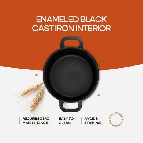 Miniatura 7 de Horno holandés de hierro fundido esmaltado para hornear pan de masa madre Olla de 6 cuartos de galón con tapa Juego de utensilios de cocina