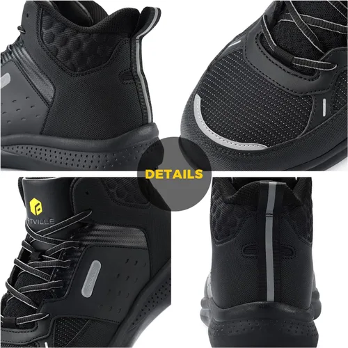 Miniatura 6 de FitVille Botas de trabajo anchas para hombre, puntera compuesta, zapatos de seguridad para el trabajo, botas de trabajo antideslizantes