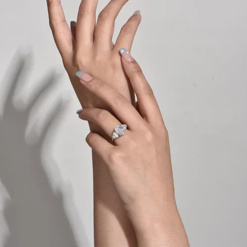 Miniatura 4 de Anillos de compromiso ovalados de 3 quilates para mujer, anillos de plata de ley 925, anillos clásicos ovalados grandes de circonita cúbica Azul