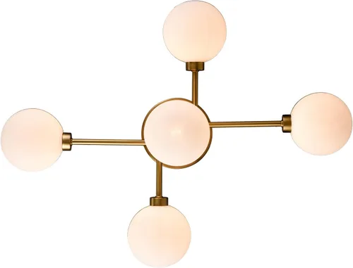 Miniatura 8 de CLAXY Sputnik - Lámpara de techo dorada semiempotrada con pantallas de globo para dormitorio, comedor, pasillo