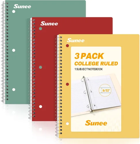 Miniatura 14 de SUNEE Spiral Notebook, 2-Subject, College Ruled Paper, 6" x 9-1/2", 80 Sheets, Spiral Notebooks for School, Black