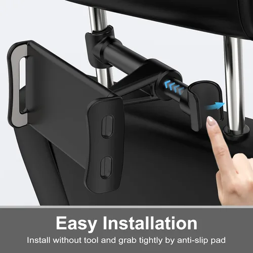 Miniatura 3 de Soporte para asiento trasero para reposacabezas de automóvil, soporte para teléfono/tableta, soporte para dispositivos ajustables
