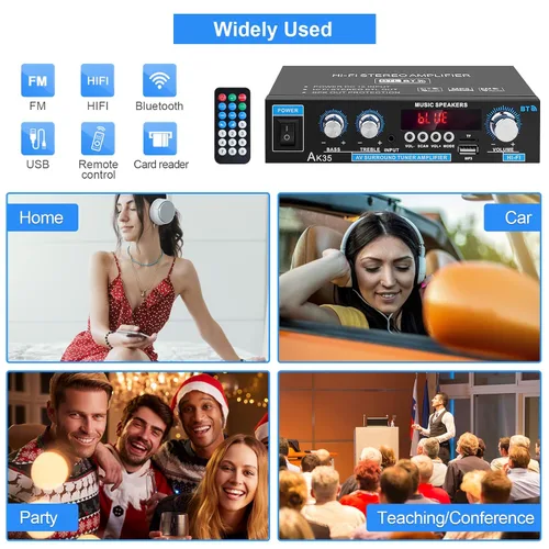 Miniatura 4 de Amplificador de audio para el hogar AK-35 HiFi Bluetooth 5.0 Mini amplificador de potencia estéreo Receptores 2.0 canales RMS 30W x 2 Máx. 200W