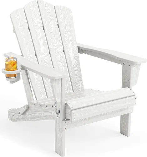 Miniatura 48 de KINGYES Silla plegable Adirondack, sillas de patio HDPE para todo clima, silla de césped con textura de madera para junto a la piscina, patio Aruba