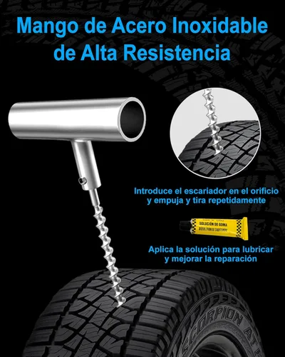 Miniatura 3 de Kit de reparación de neumáticos con tapones, kit de tapones de neumáticos de servicio pesado profesional para automóvil, ATV, motocicleta, camión