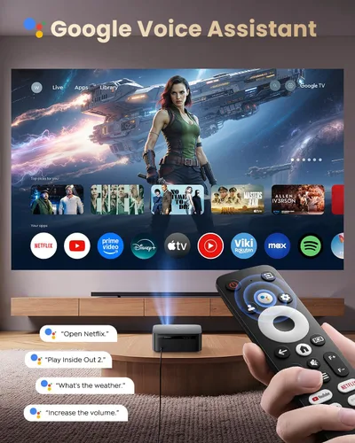 Miniatura 3 de 【1200 ANSI/Google TV/Compatible con 4K】Proyector inteligente con WiFi y Bluetooth, proyectores de películas para exteriores y hogar con control