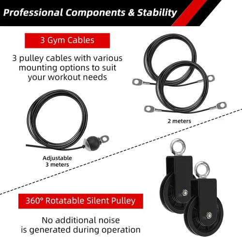 Miniatura 5 de LFJ Sistema de Poleas con Cable LAT para Jalones y Levantamiento de Peso, Accesorio de Polea de Máquina con Cable para Jalones de Tríceps, Curl