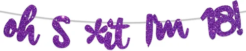 COOSOAR Oh S*it I'm 18! - Pancarta de fondo con purpurina púrpura Hello 18 Cheers to 18 años de edad, decoración temática para niños y niñas,