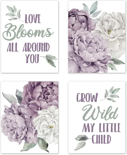 Miniatura 8 de Sweet Jojo Designs Impresiones artísticas de pared de hojas florales rosas y blancas rubor, decoración de habitación para bebés, guardería y niños
